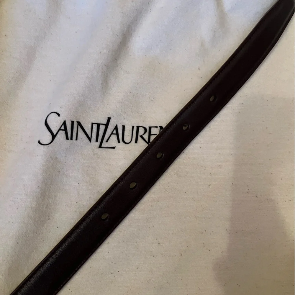 Saint Laurent CASSANDRE THIN BELT IN SMOOTH LEATHER Red Tan Size 75 - Picture 4 of 7